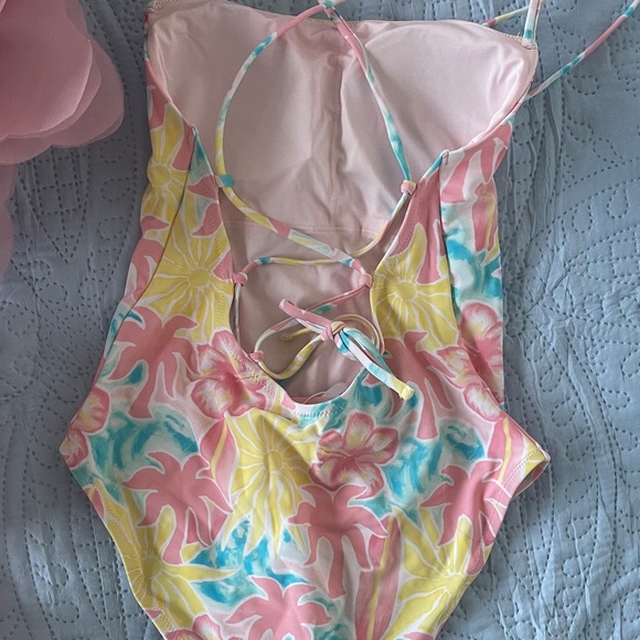 Pink Palm Puff Swimsuit Size S - Picture 3 of 5